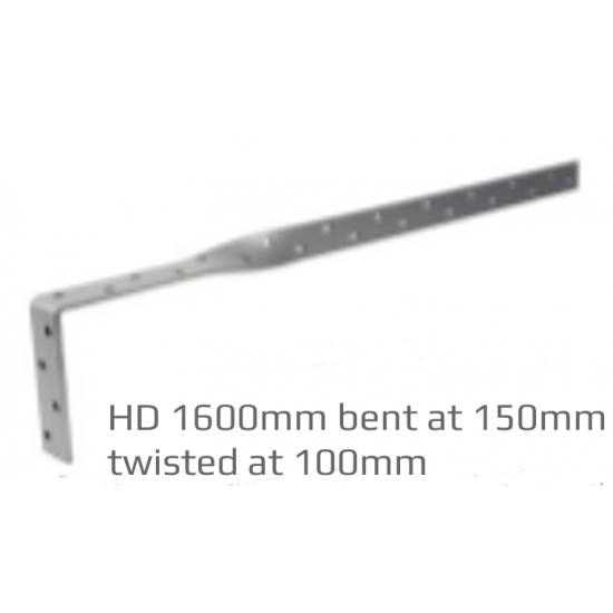 1200mm overall length, bent at 600mm Heavy Galvanised Builders Restraint  Strap, 30mm Wide x 5mm Thick, 6mm Holes - Orbital Fasteners